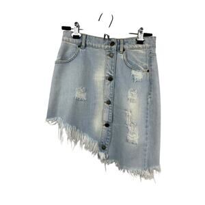 Retrofete Maeve Denim Asymmetric Distressed Skirt Size Medium NWT
